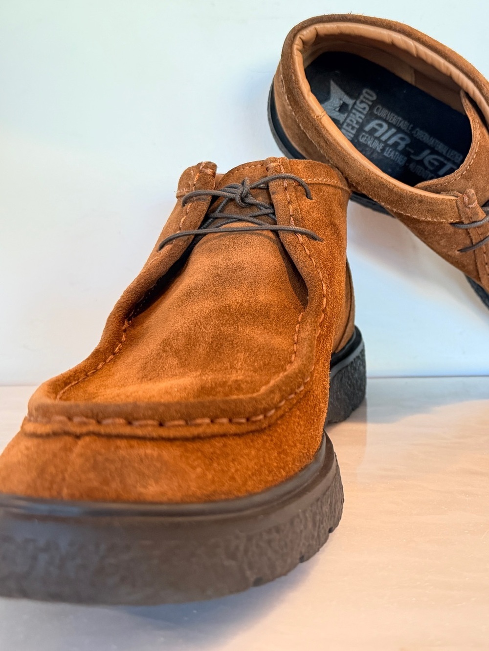 Mephisto Air Jet Mens 9.5 Brown Suede Chukka Boots Comfort Walking Shoes Casual